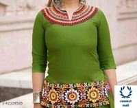 Stylish  RETRO  Women Ethenic Embroidered Rayon  Skirts And Tops - L